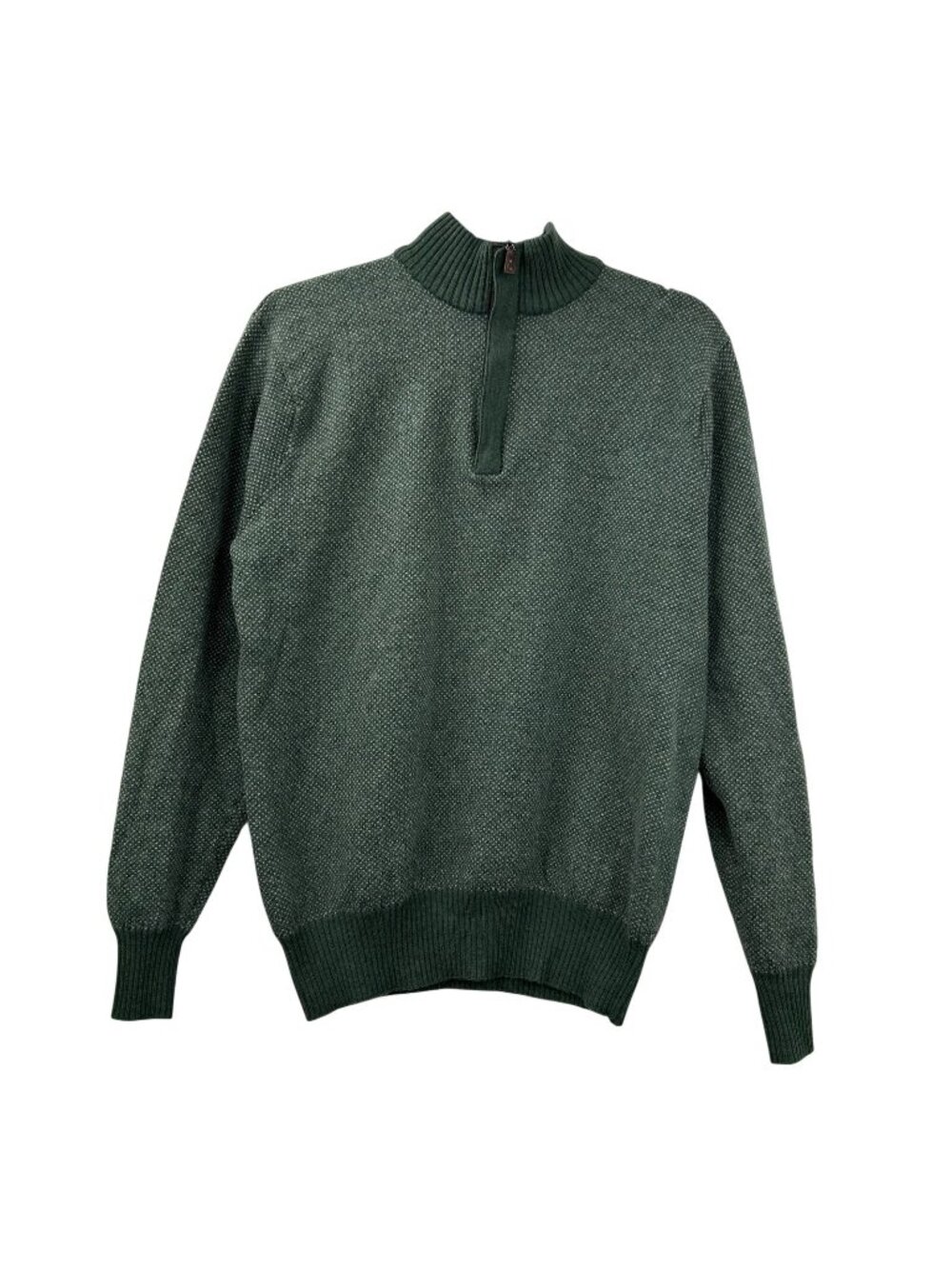 Peter Millar Sweater Mens Large Green 1/4 Zip Mock Neck 100%Merino Wool Pullover